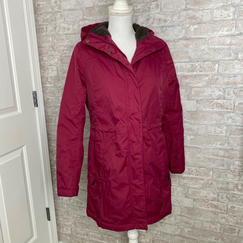 L L Bean maroon pink lined coat size S